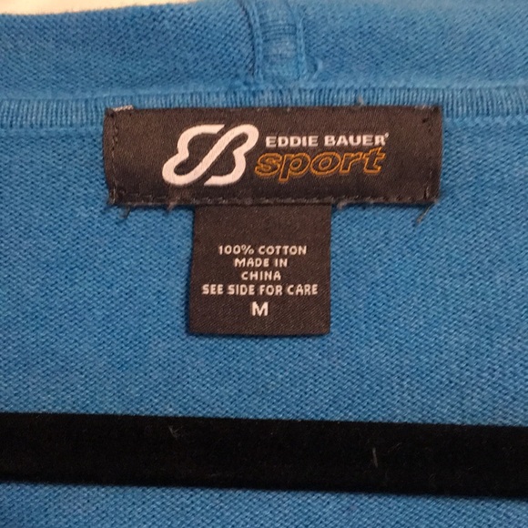 Eddie Bauer sport blue cotton knit pullover M - Picture 3 of 4